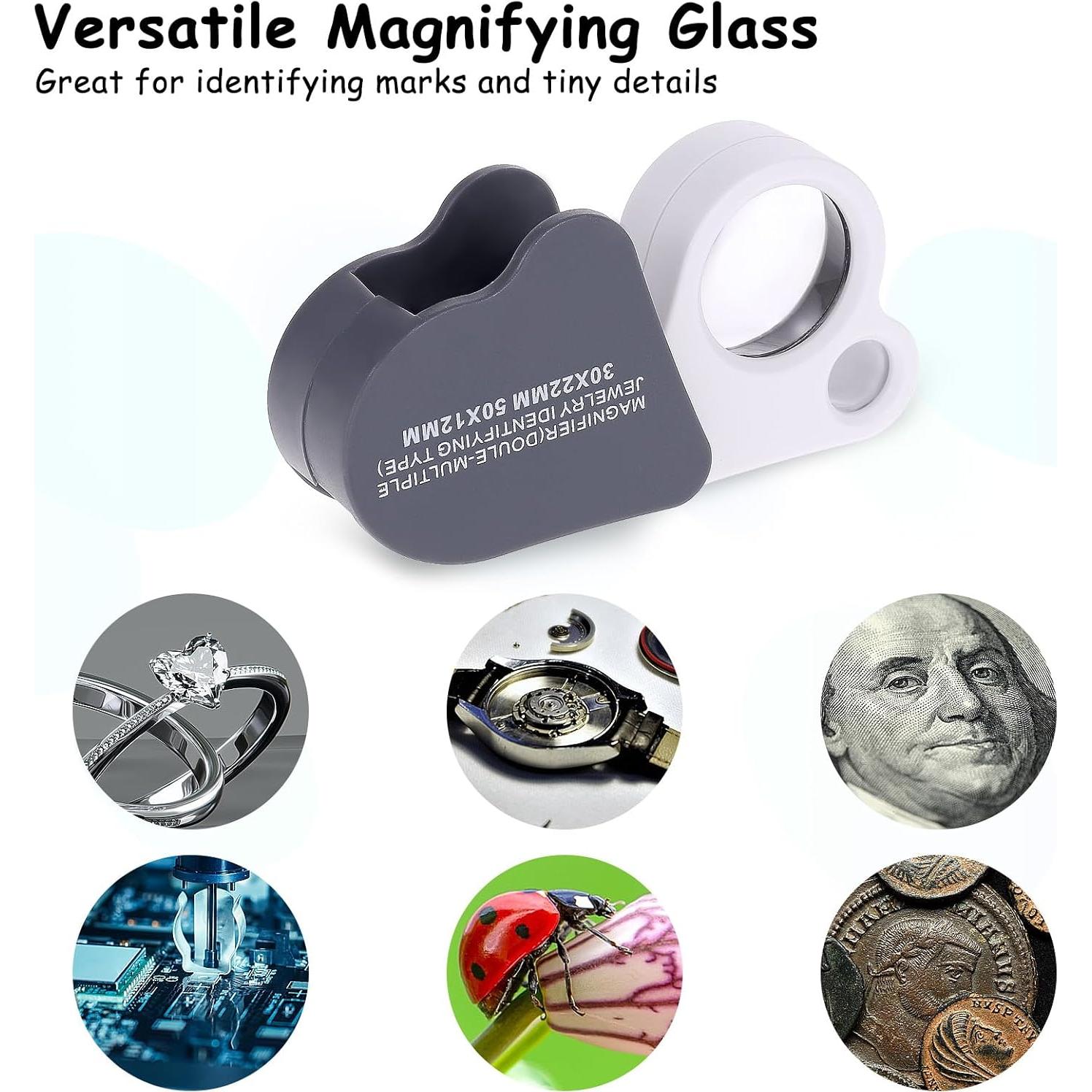 Lupa de Joyero 30X 50X JIYIN Plegable para Monedas y Gemas