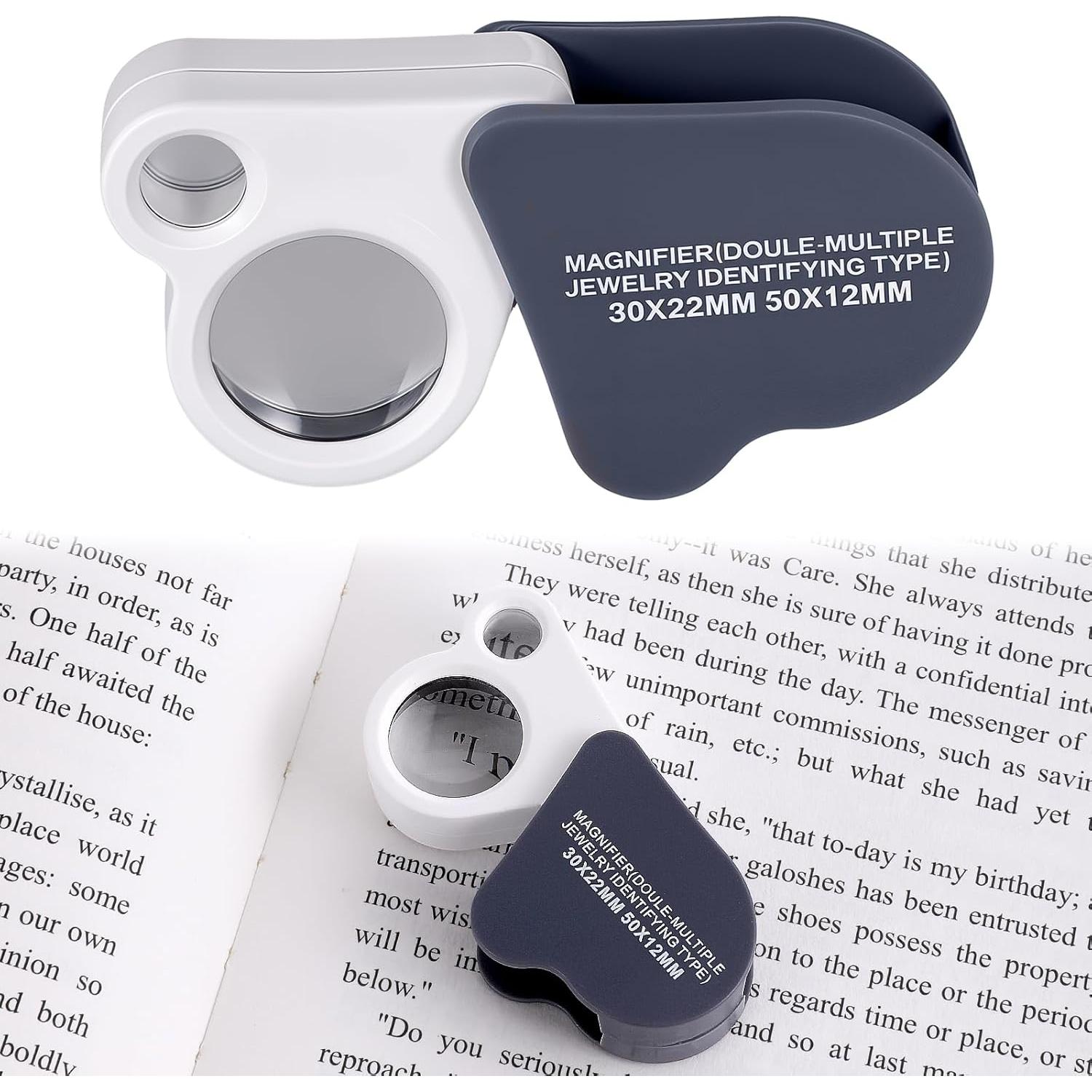 Lupa de Joyero 30X 50X JIYIN Plegable para Monedas y Gemas