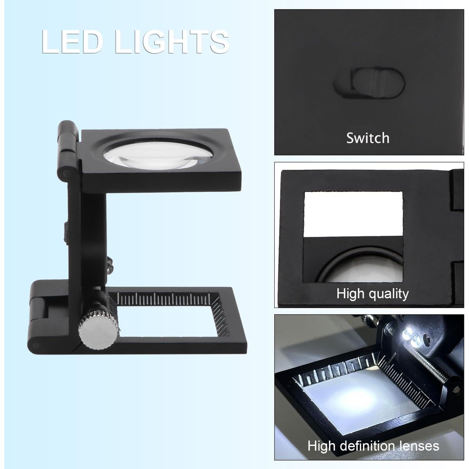 Lupa de Joyero Rongon 10X con Luz LED Plegable