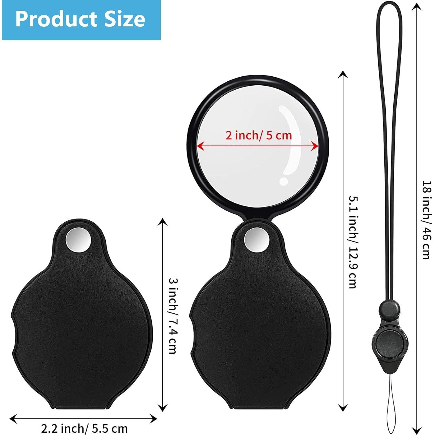 Lupa de Bolsillo SAYEEC 10X con Funda de Cuero y Cordones