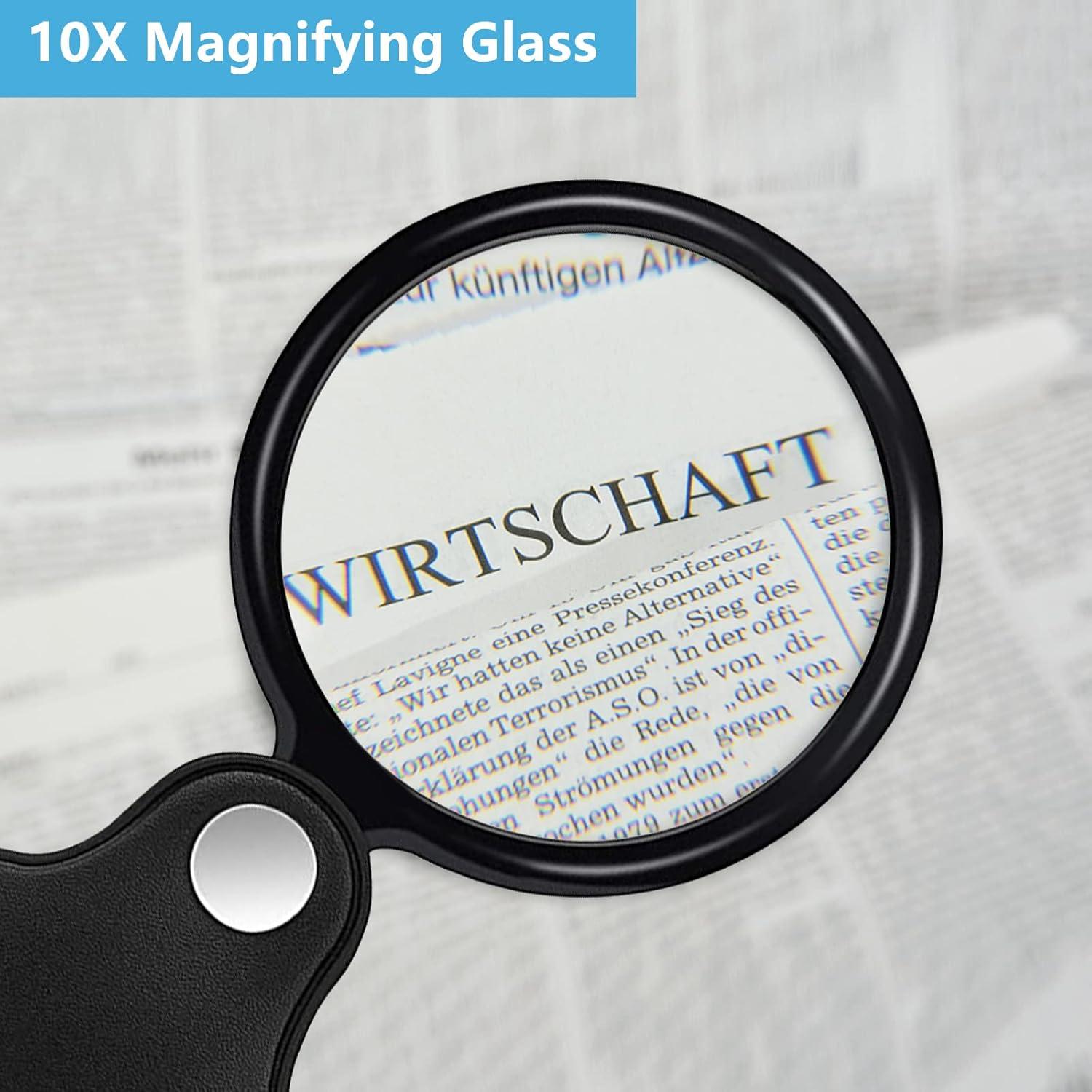 Lupa de Bolsillo SAYEEC 10X con Funda de Cuero y Cordones