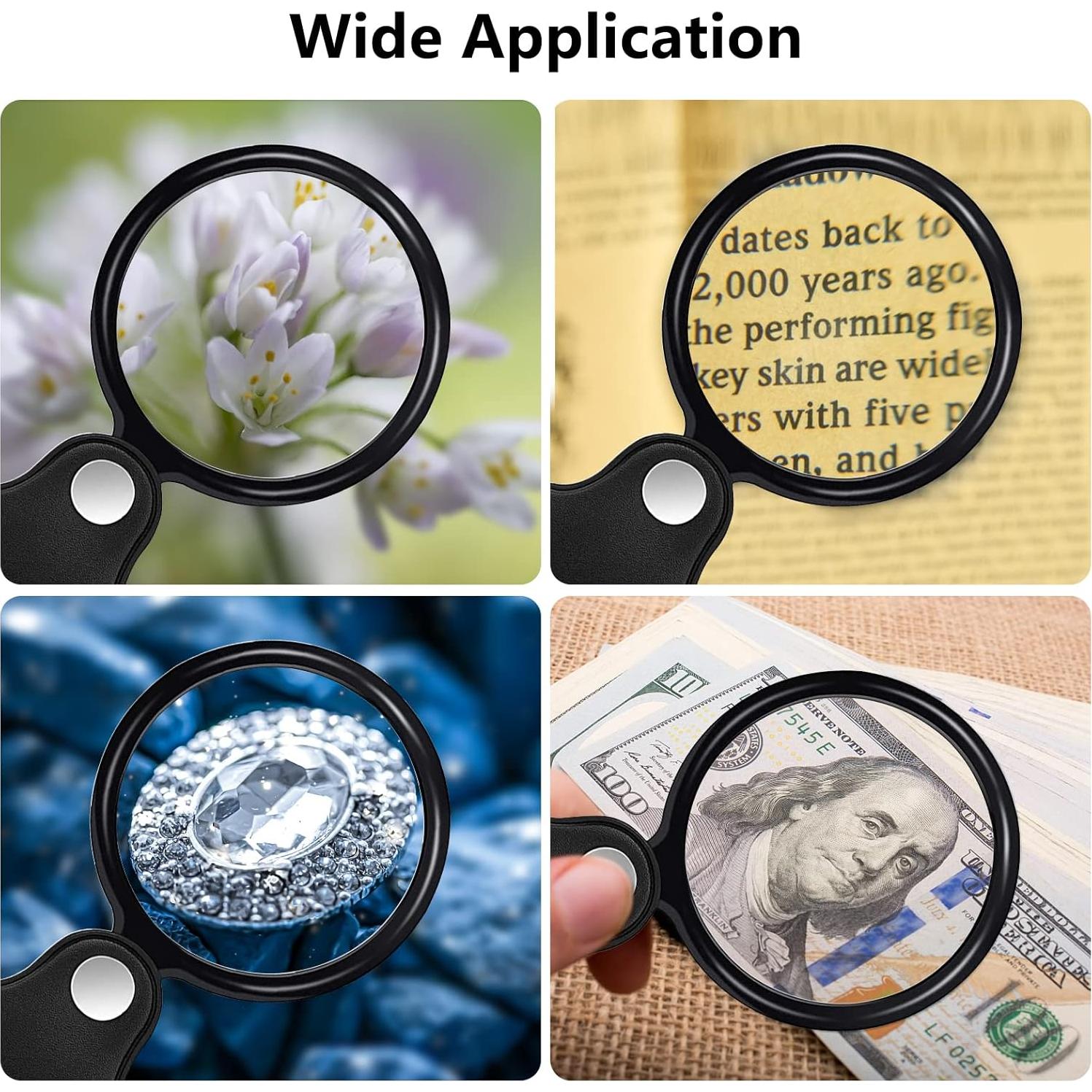 Lupa de Bolsillo SAYEEC 10X con Funda de Cuero y Cordones