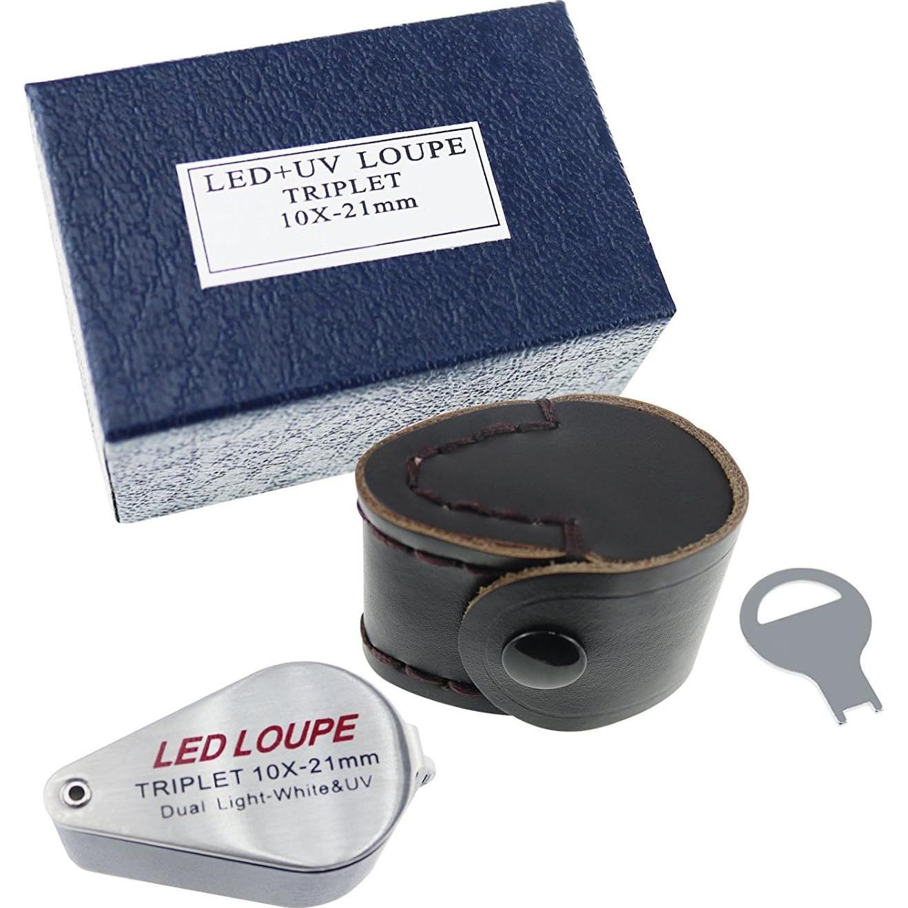 Lupa de bolsillo TEKCOPLUS GLTK-18 10x con luz UV y LED