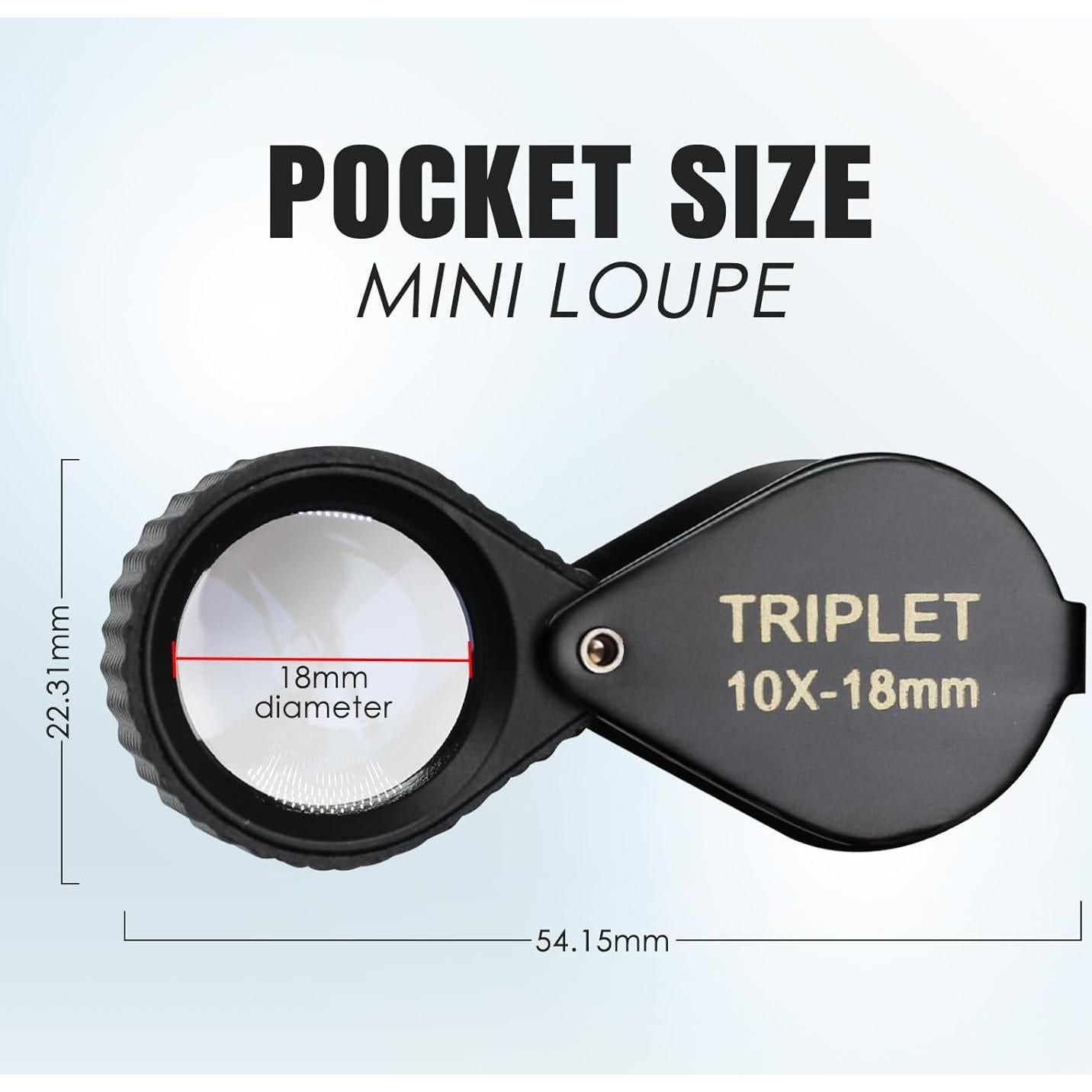 Lupa Mini Joyero JuviPerpric 20X Plegable con Lente de Vidrio