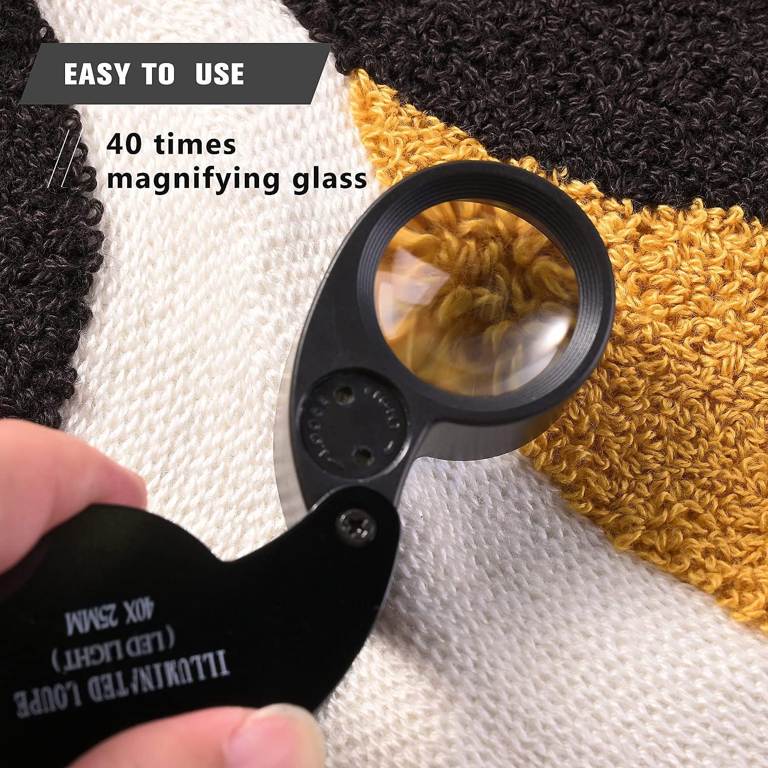 Lupa de Joyero Plegable 40X Amoper con Luz LED - 2 Piezas