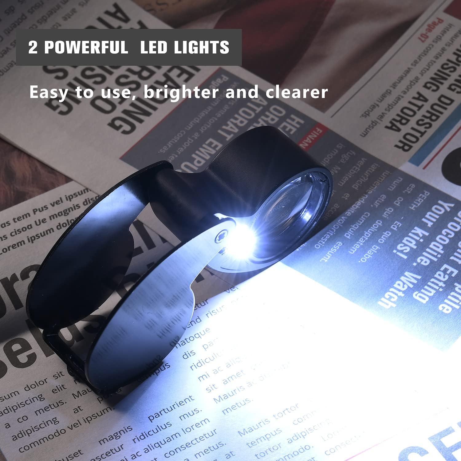 Lupa de Joyero Plegable 40X Amoper con Luz LED - 2 Piezas