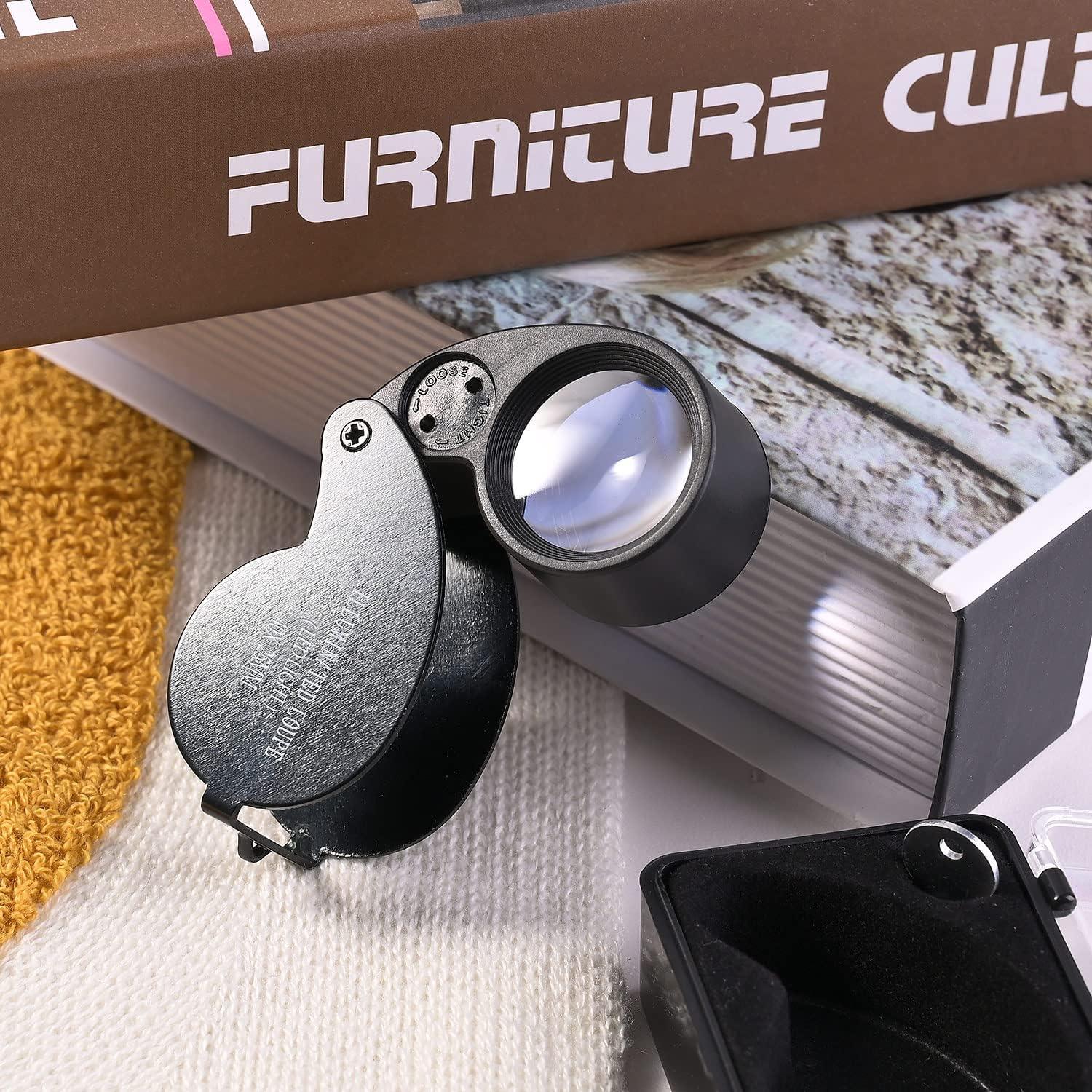 Lupa de Joyero Plegable 40X Amoper con Luz LED - 2 Piezas