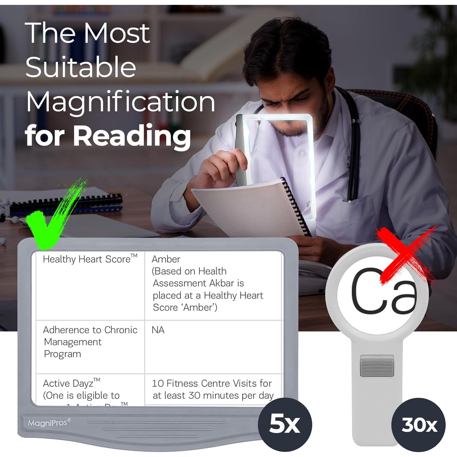 Lente de Página LED Magnipros 5X con Soporte Desmontable