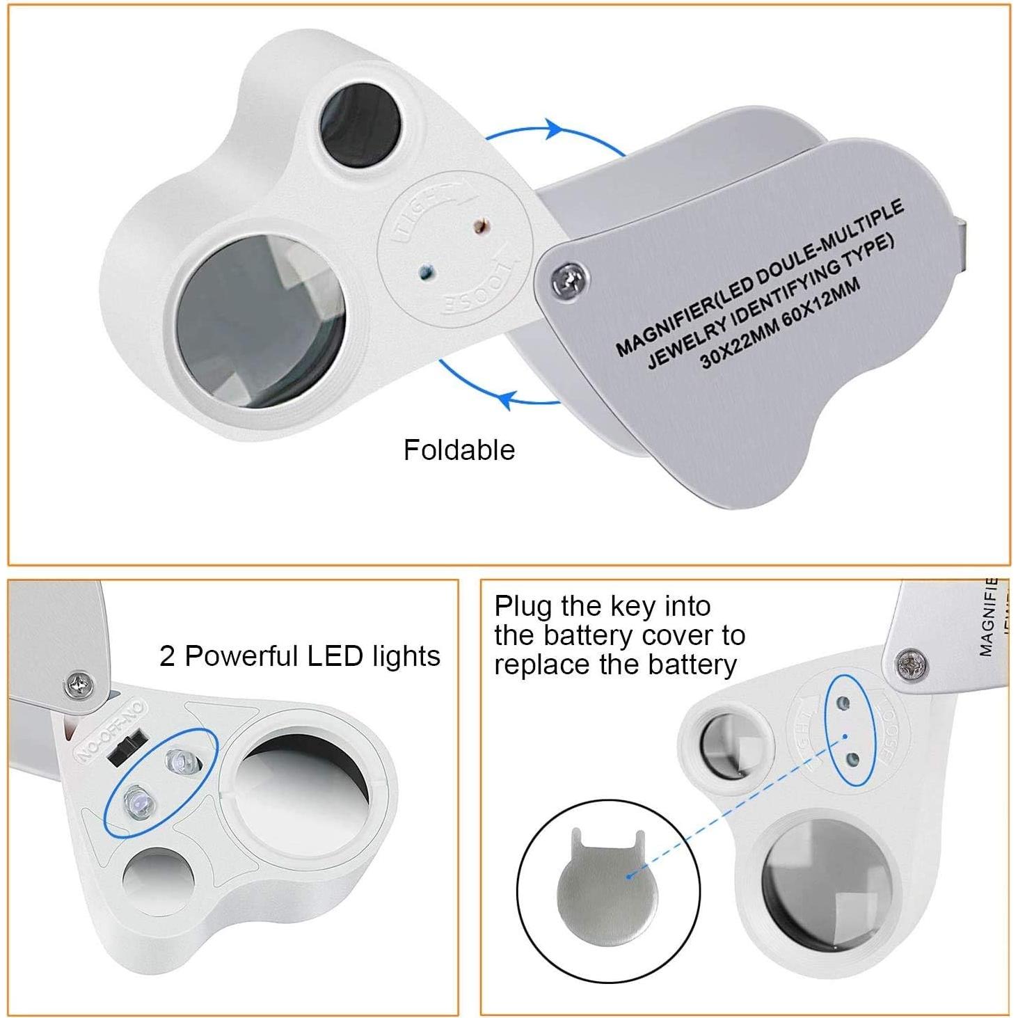 Lupa de Joyería EnTeck 30X 60X LED Doble - 2 Paquete