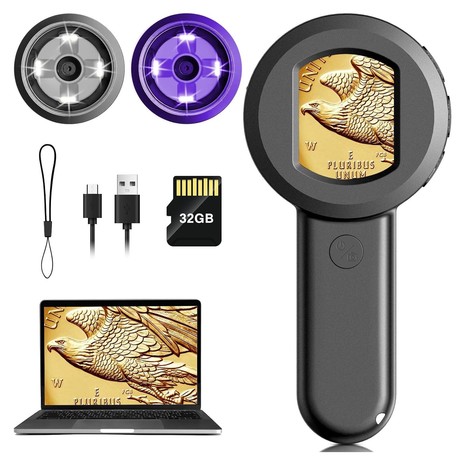 Microscopio Digital MAXLAPTER 100X con Luz y Pantalla 5.08 cm