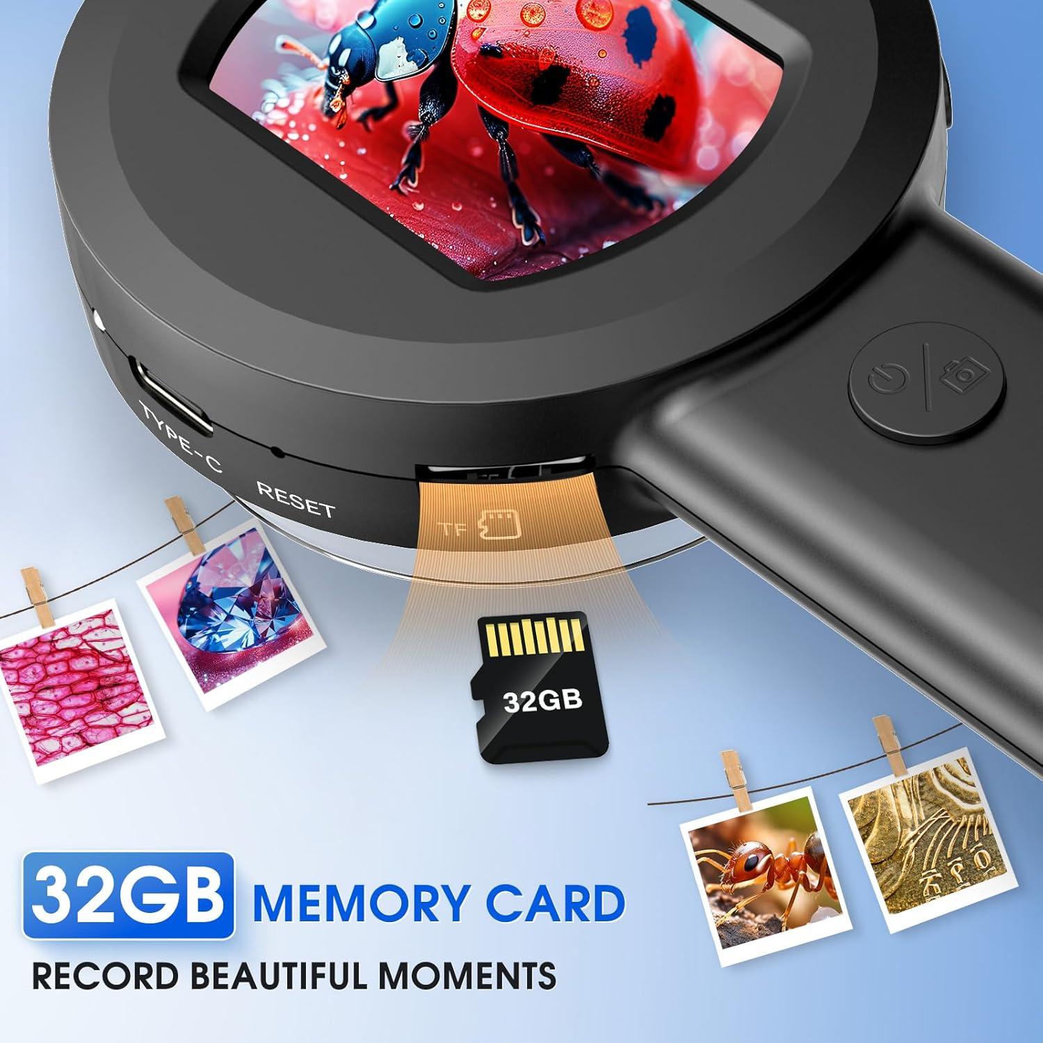 Microscopio Digital MAXLAPTER 100X con Luz y Pantalla 5.08 cm