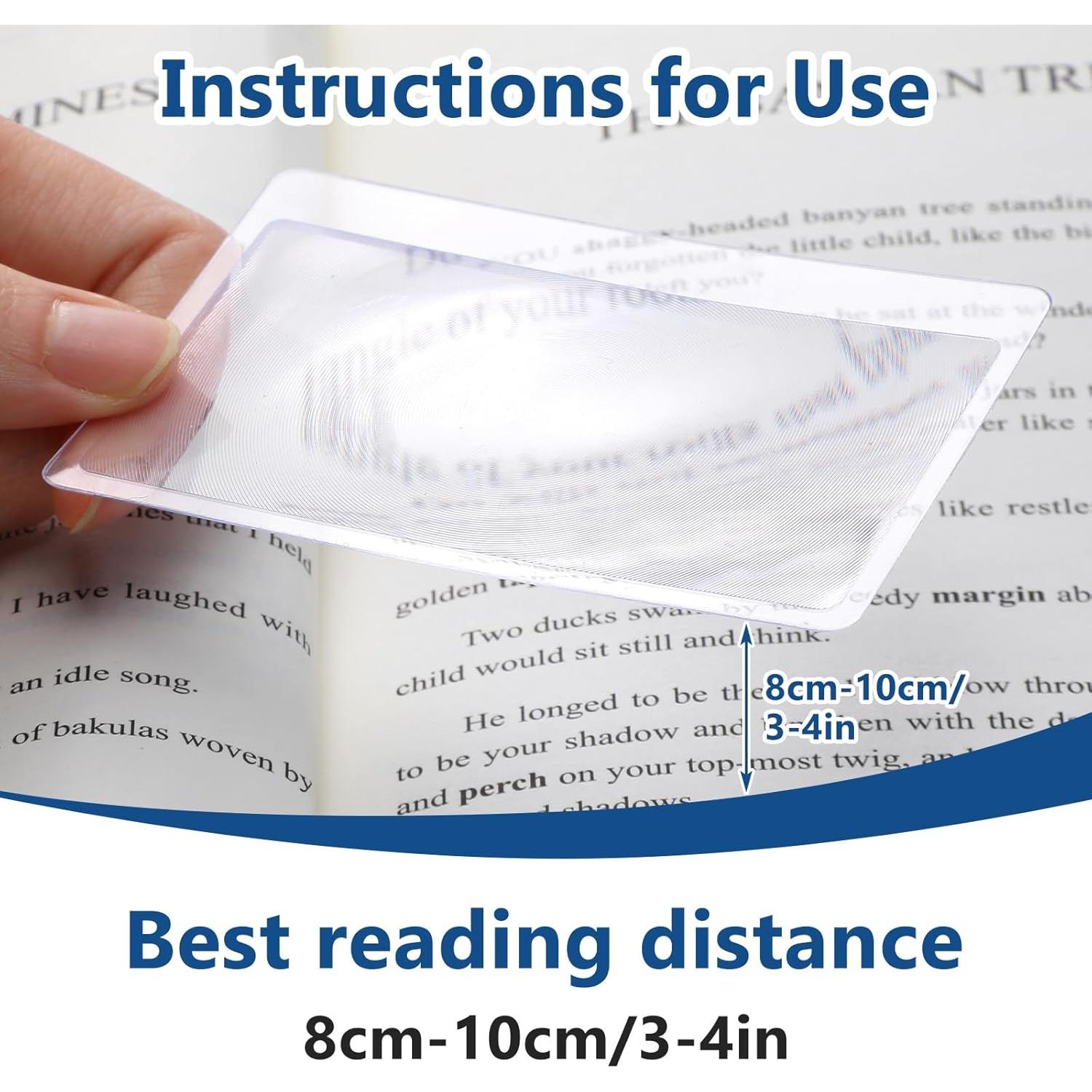 100 Tarjetas Lupa de Aumento Ubamdom 3x Portátiles 8.4x5.6cm