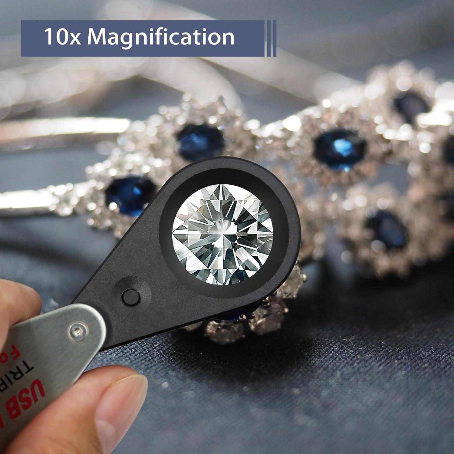 Lupa de Joyero Recargable Koparneed 10X con Luz UV y LED
