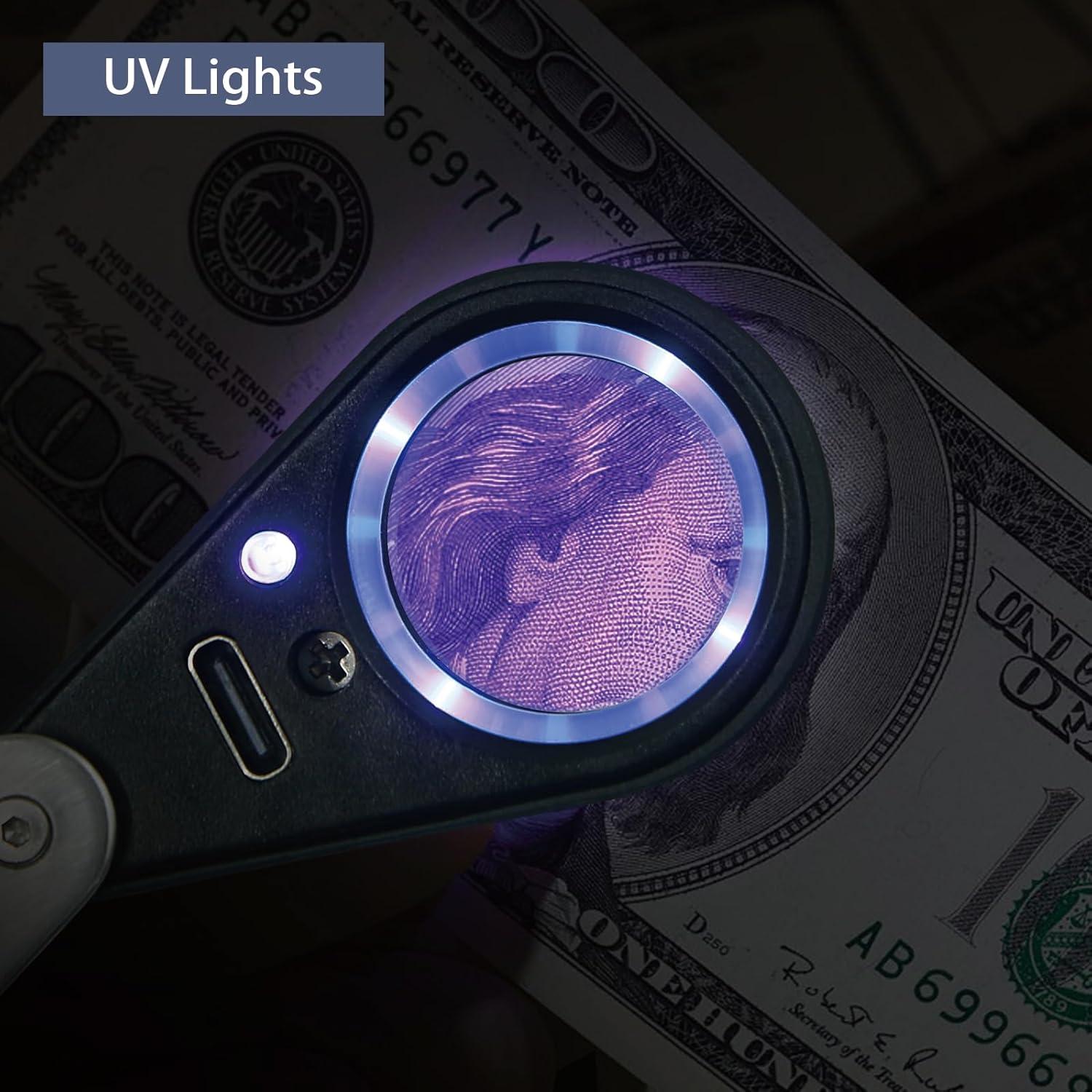 Lupa de Joyero Recargable Koparneed 10X con Luz UV y LED