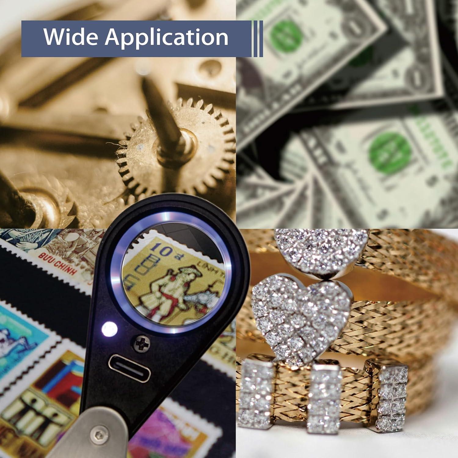 Lupa de Joyero Recargable Koparneed 10X con Luz UV y LED