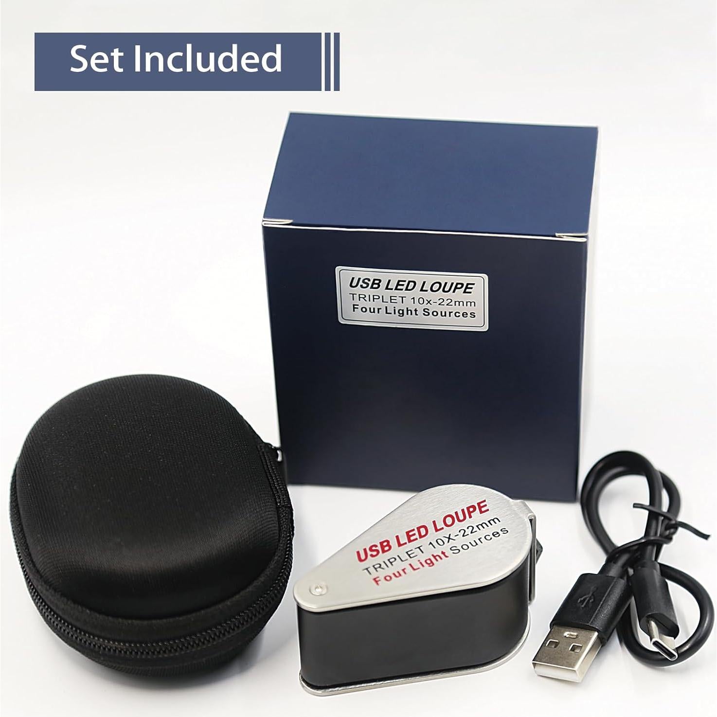 Lupa de Joyero Recargable Koparneed 10X con Luz UV y LED