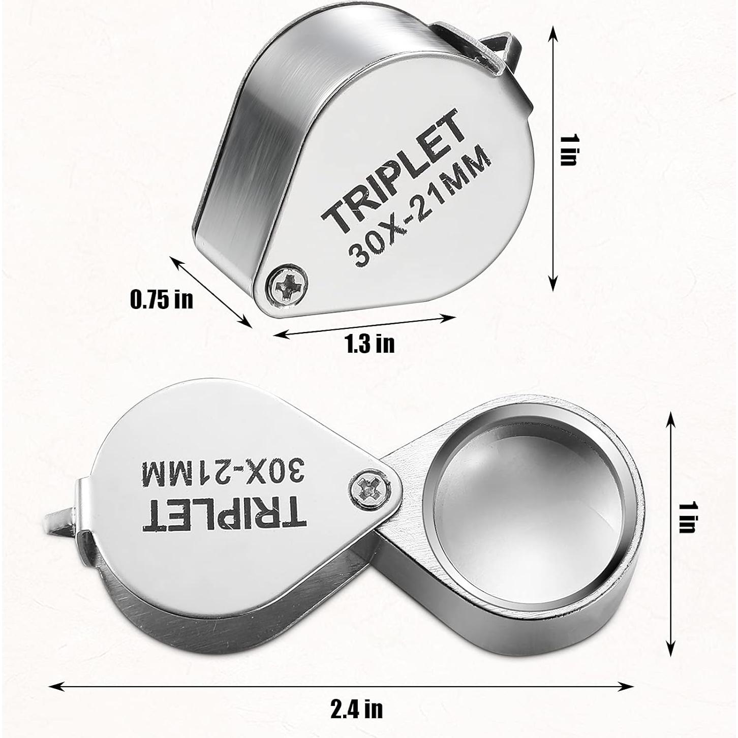 Conjunto de Lupa de Joyero Frienda 3 Piezas 10X 20X 30X Plata
