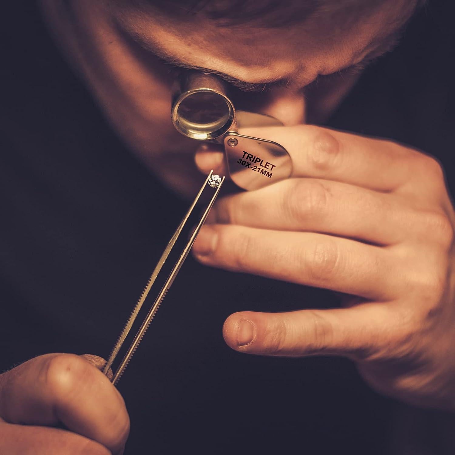 Conjunto de Lupa de Joyero Frienda 3 Piezas 10X 20X 30X Plata