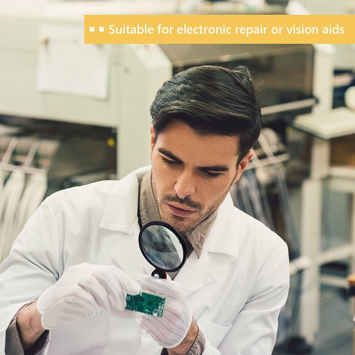 Lupa de bolsillo Amoper 6X 40X con luz LED y funda