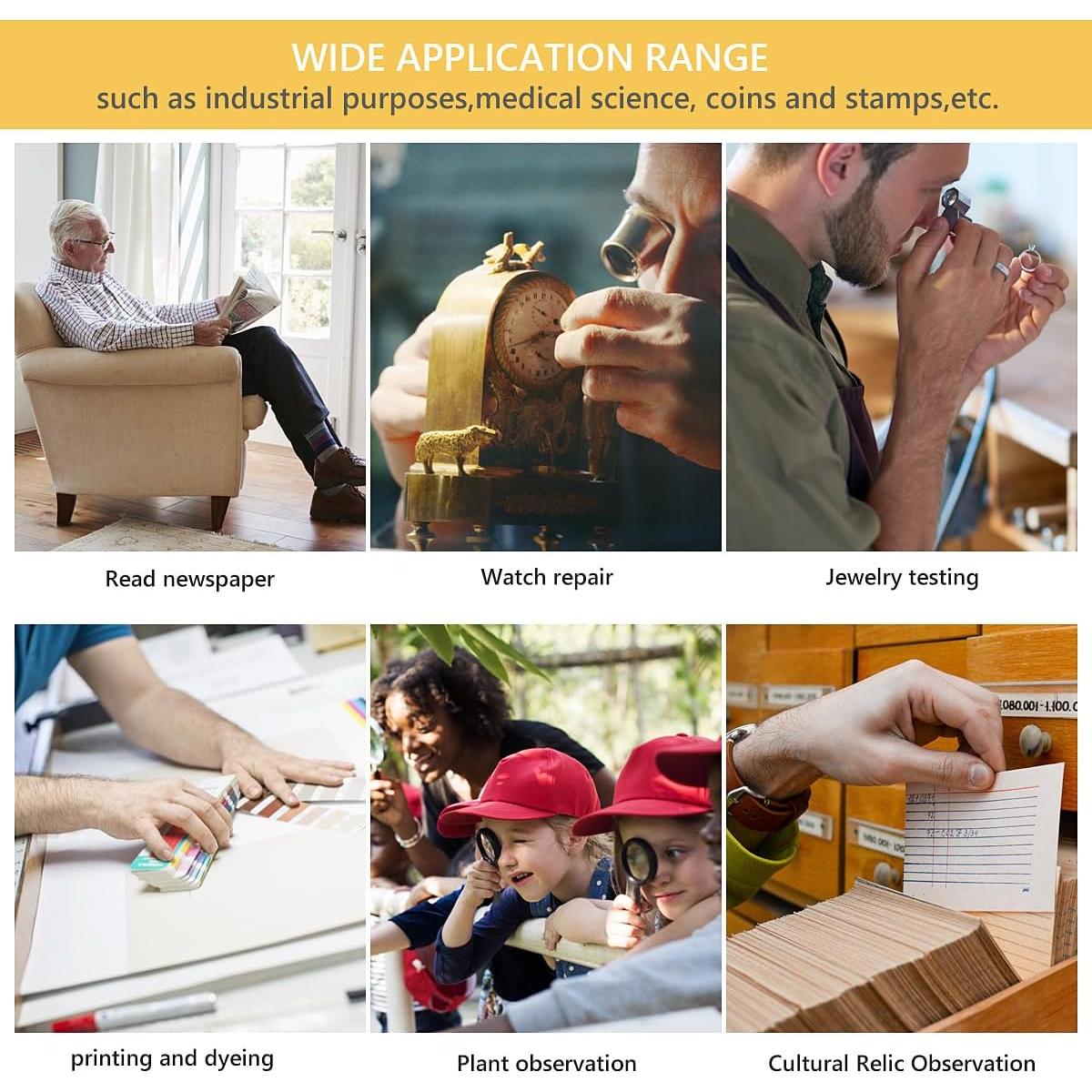 Lupa de bolsillo Amoper 6X 40X con luz LED y funda