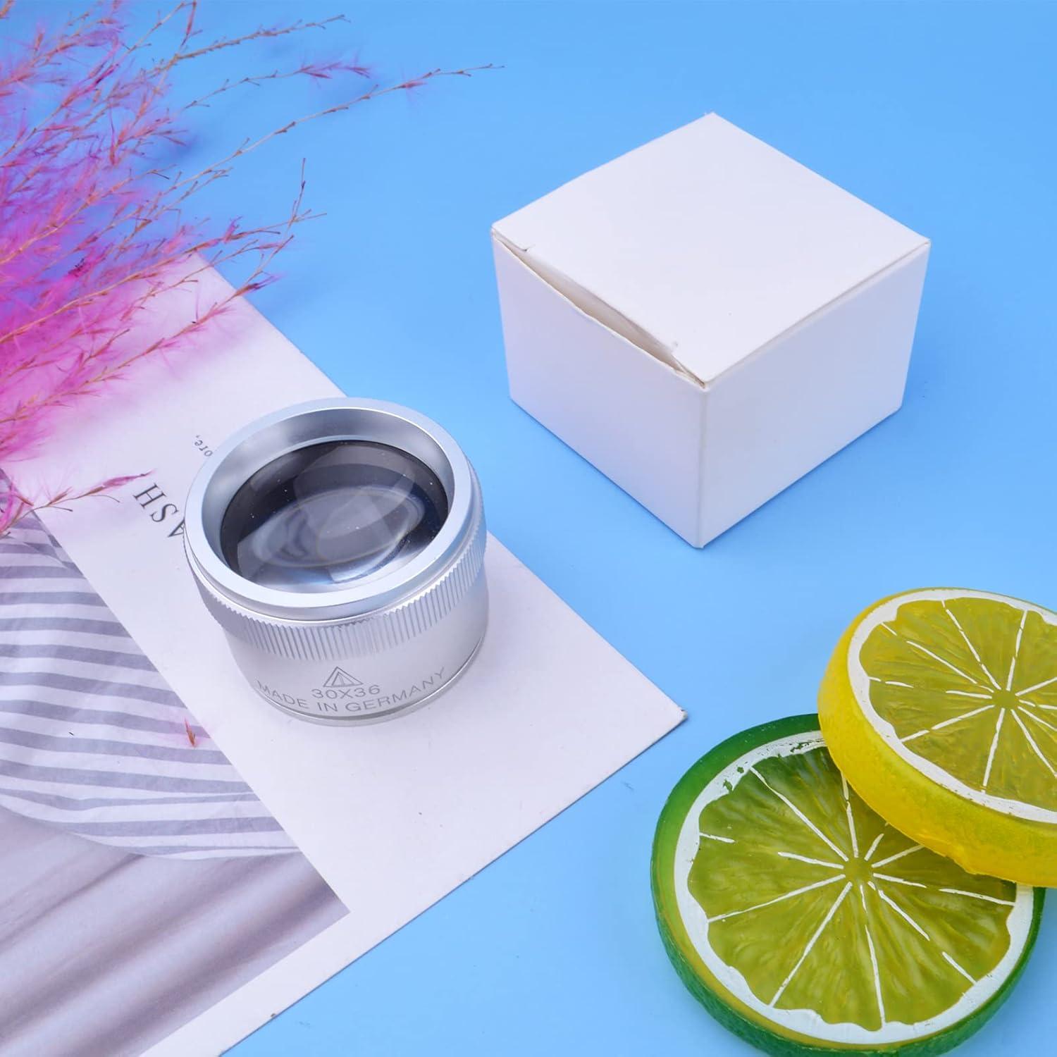 Lupa de 30X BronaGrand Plata, Lente de Vidrio 4.29x2.89cm