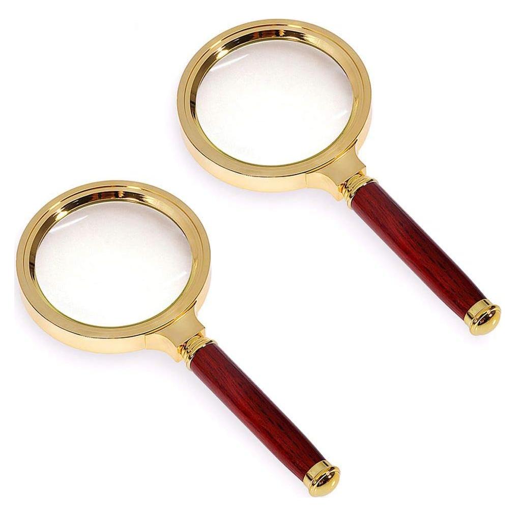 Lupa de Mano 6X COCOMK - Paquete de 2 Unidades, Vidrio Óptico