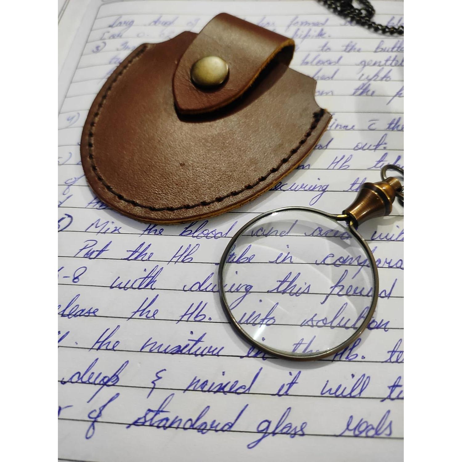 Lupa de bolsillo 10X PRIME NAUTICAL con cadena de bronce 91.4 cm