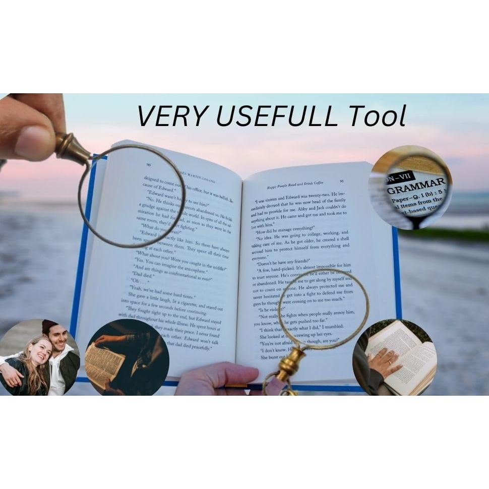 Lupa de bolsillo 10X PRIME NAUTICAL con cadena de bronce 91.4 cm