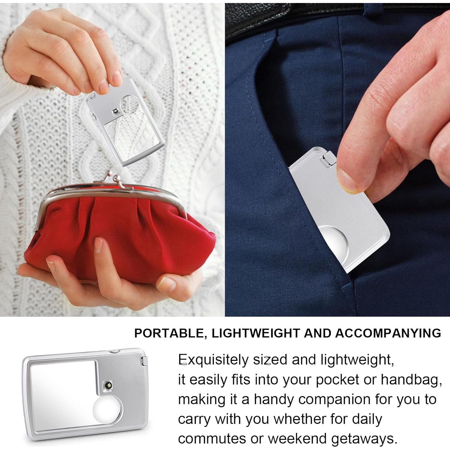 Lupa de Lectura Iluminada Rongon 6X/3X con Estuche de Cuero