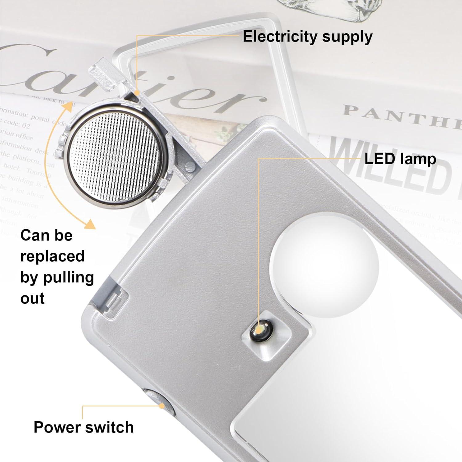 Lupa de Lectura Iluminada Rongon 6X/3X con Estuche de Cuero