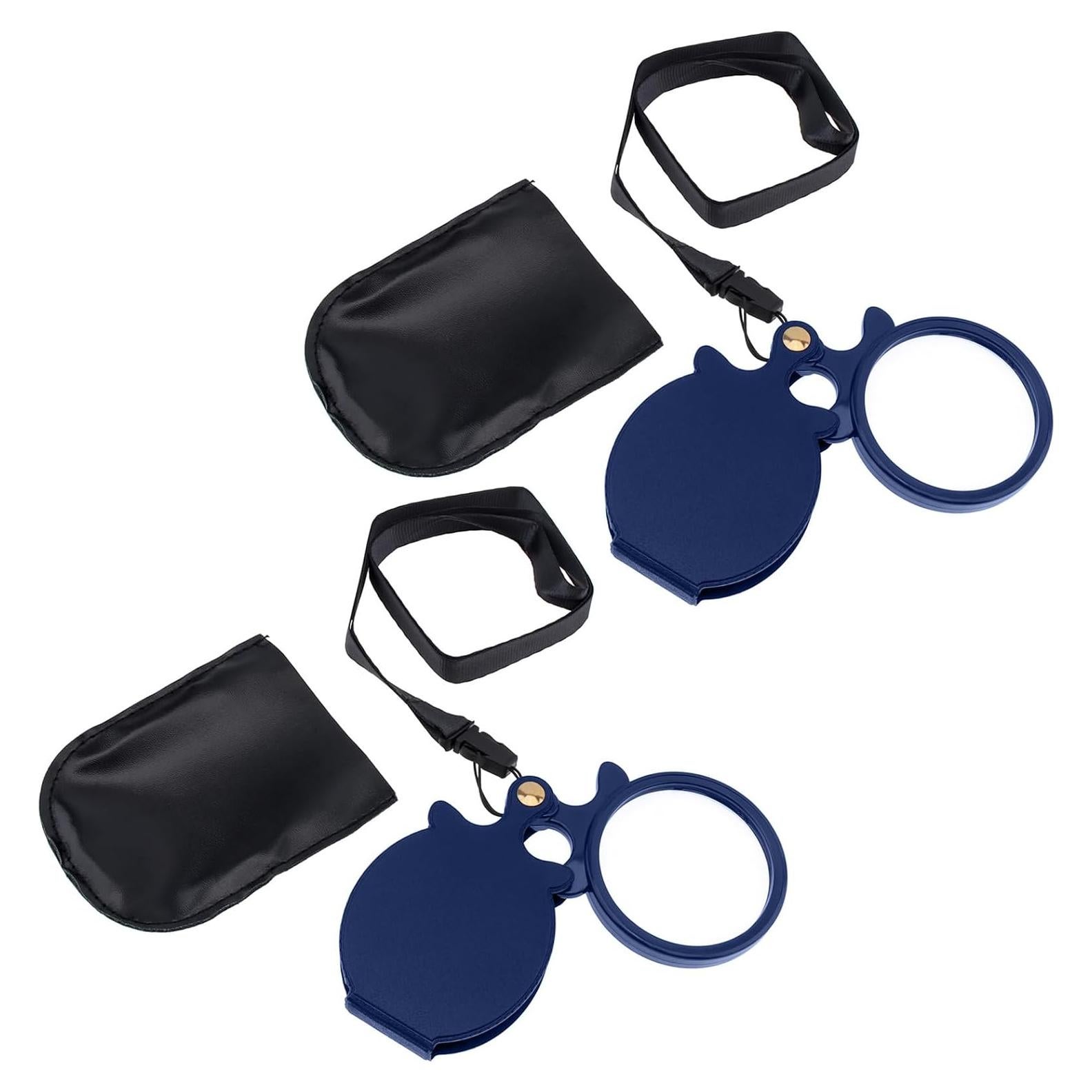 Lupa de bolsillo 10X Smgda con funda y collar - 60mm azul