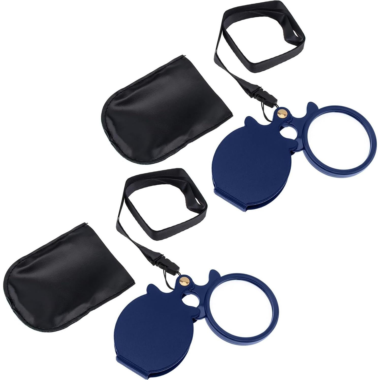 Lupa de bolsillo 10X Smgda con funda y collar - 60mm azul