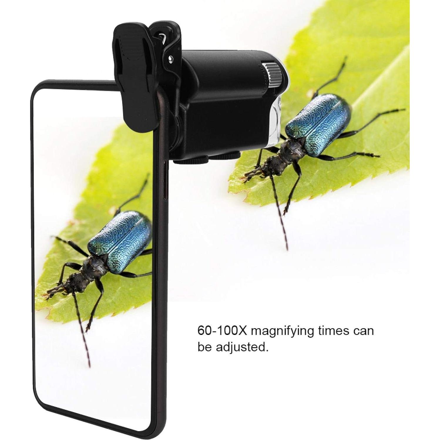 Microscopio Clip-on 753 60-100X con Luz LED para Móviles