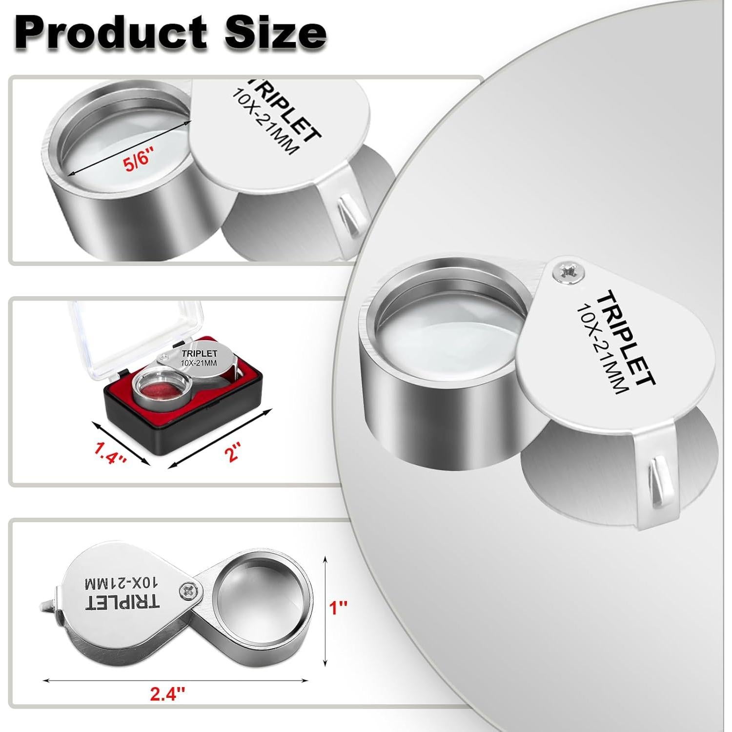 Lupa de Joyero 10X GPJYYDS Plegable 21 mm con Estuche