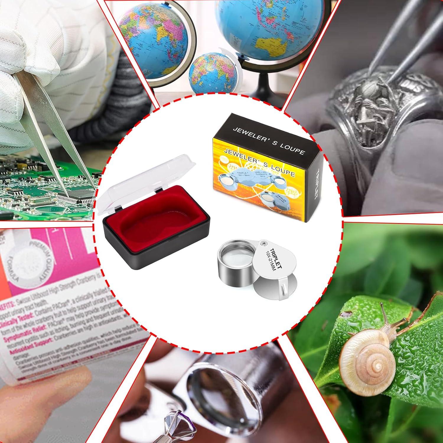 Lupa de Joyero 10X GPJYYDS Plegable 21 mm con Estuche