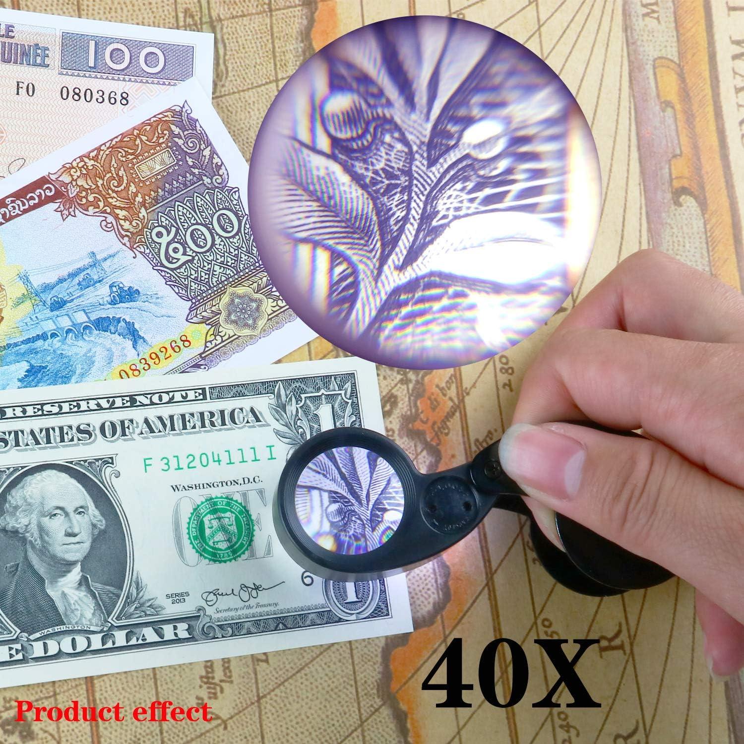 Lupa Beileshi 40X con LED y Lente de Vidrio Plegable