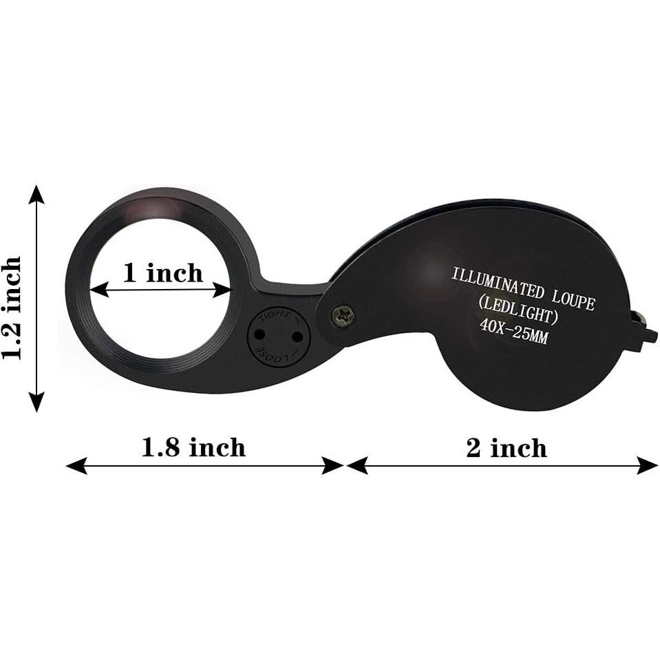 Lupa Beileshi 40X con LED y Lente de Vidrio Plegable