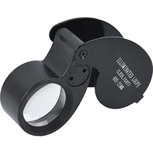 Lupa Beileshi 40X con LED y Lente de Vidrio Plegable