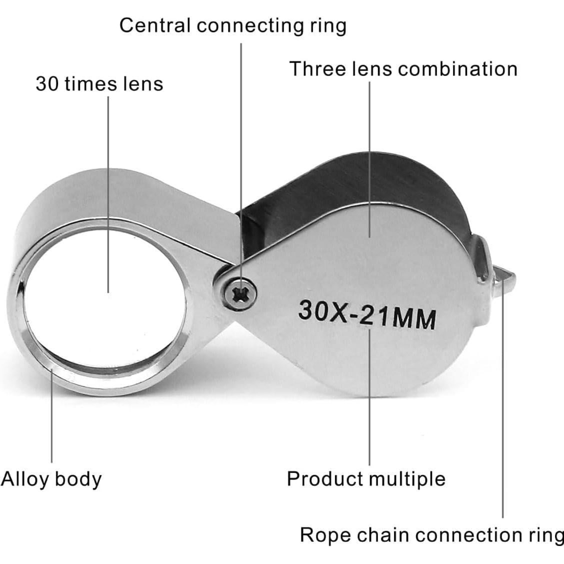 Lupa de bolsillo QiCheng&LYS 30X de vidrio para joyería
