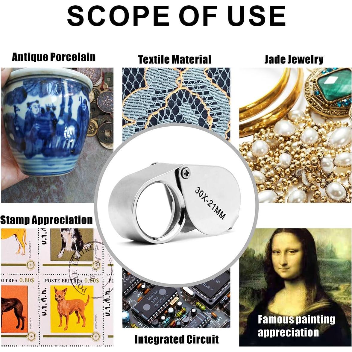 Lupa de bolsillo QiCheng&LYS 30X de vidrio para joyería