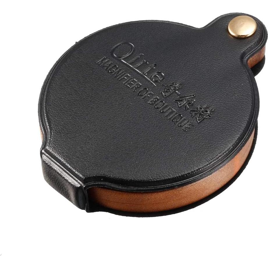 Lupa Plegable uxcell 60mm 10X con Funda de Cuero Negra