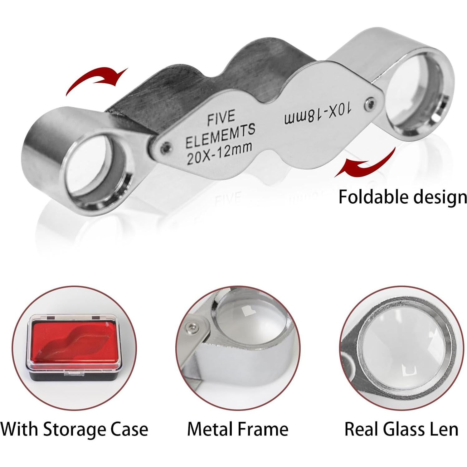 Lupa de Joyero Plegable STNRST-IN 10X 20X con Caja