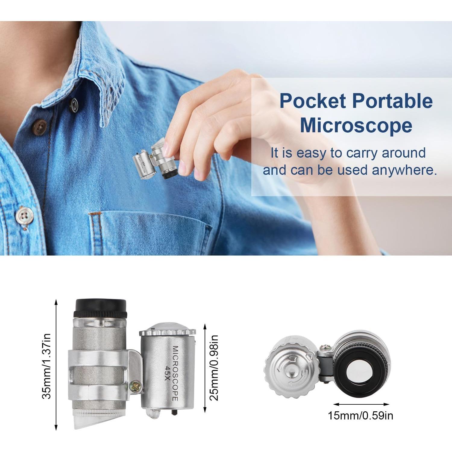 Lupa de Bolsillo Rongon 45X con 2 Luces LED - Microscopio