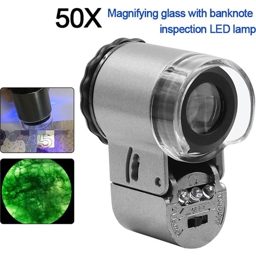 Lupa de Joyería SIQITECHNO 50X con Luz LED y UV