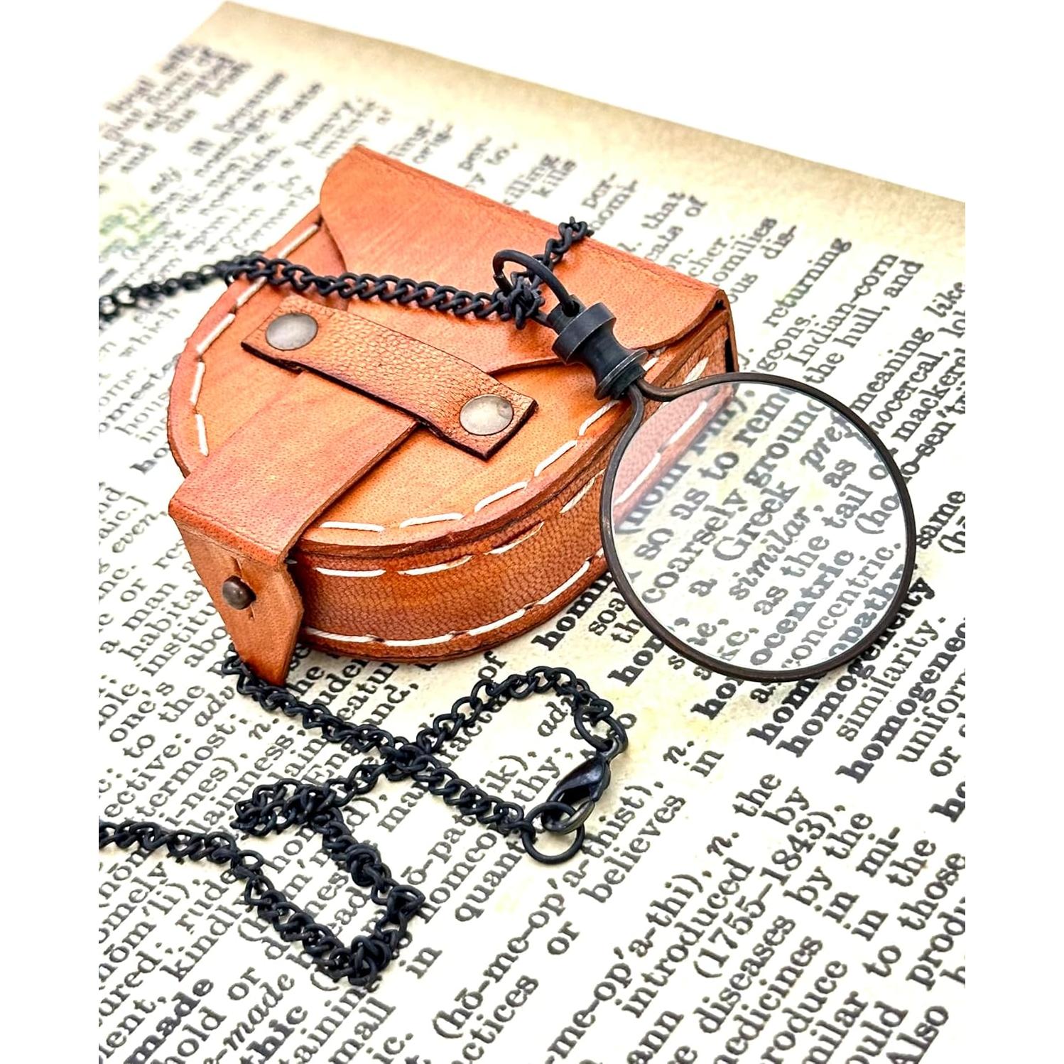 Monóculo de bolsillo GeekGifts de latón con lupa 8x