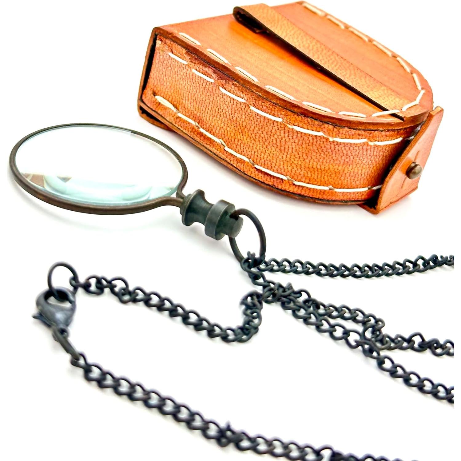 Monóculo de bolsillo GeekGifts de latón con lupa 8x