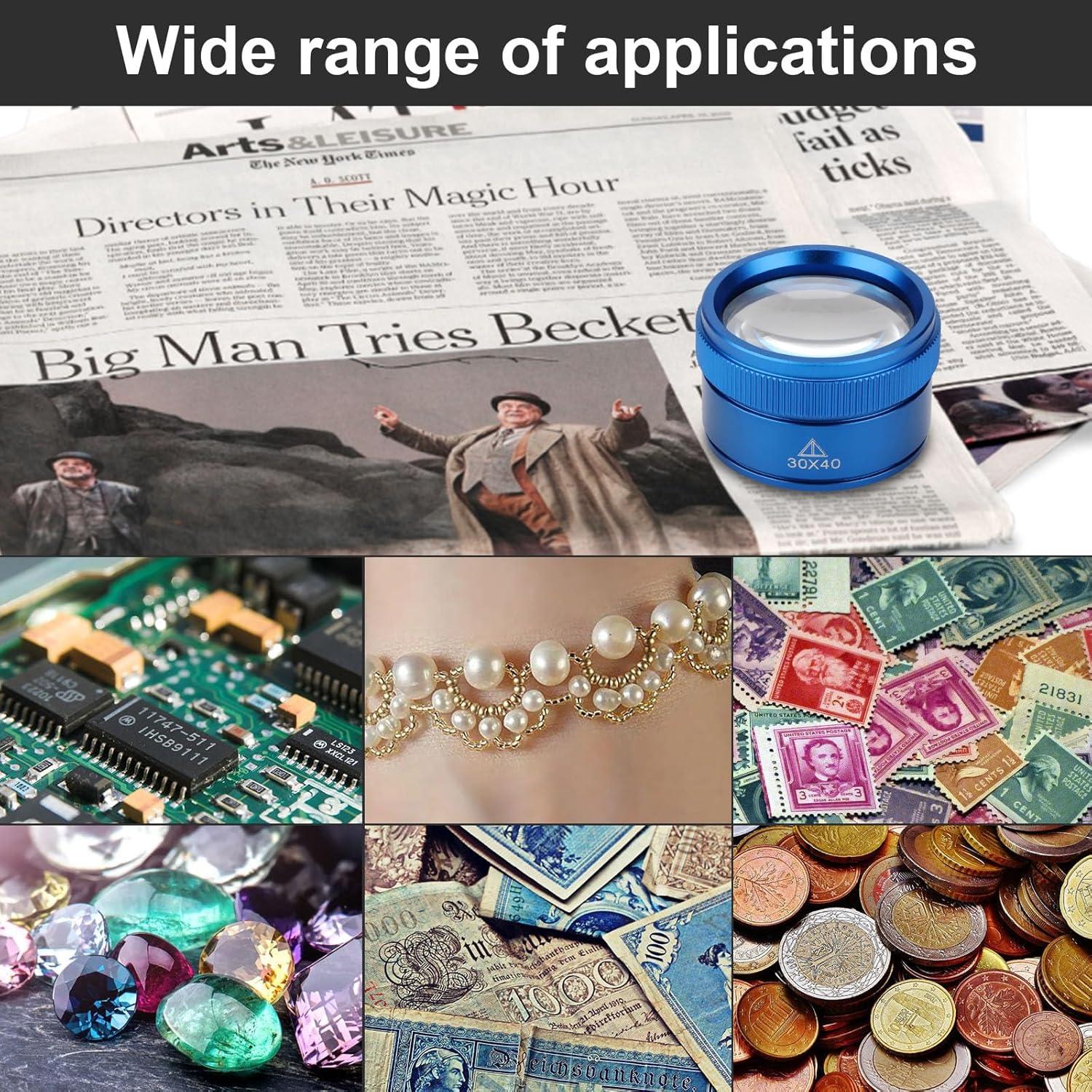 Lupa de Joyero Rongon 30X Azul 40mm para Joyería y Manualidades