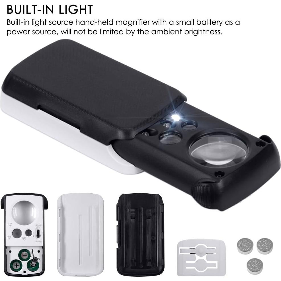 Lupa de Joyería AFUNTA con Luz LED 30X 60X 90X Plata