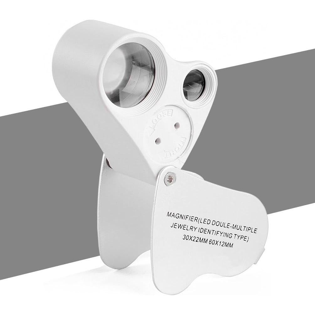 Lupa Iluminada KINGMAS 30x 60x Plegable con LED Plata