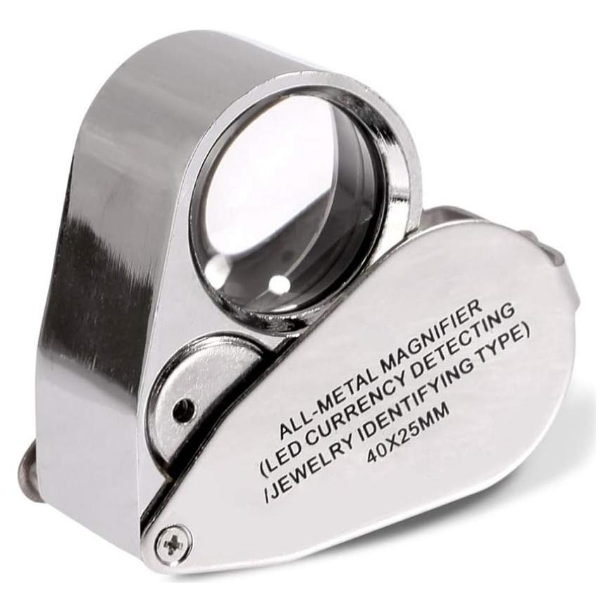 Lupa de Joyero KINGMAS 40X Plegable con Luz LED y UV